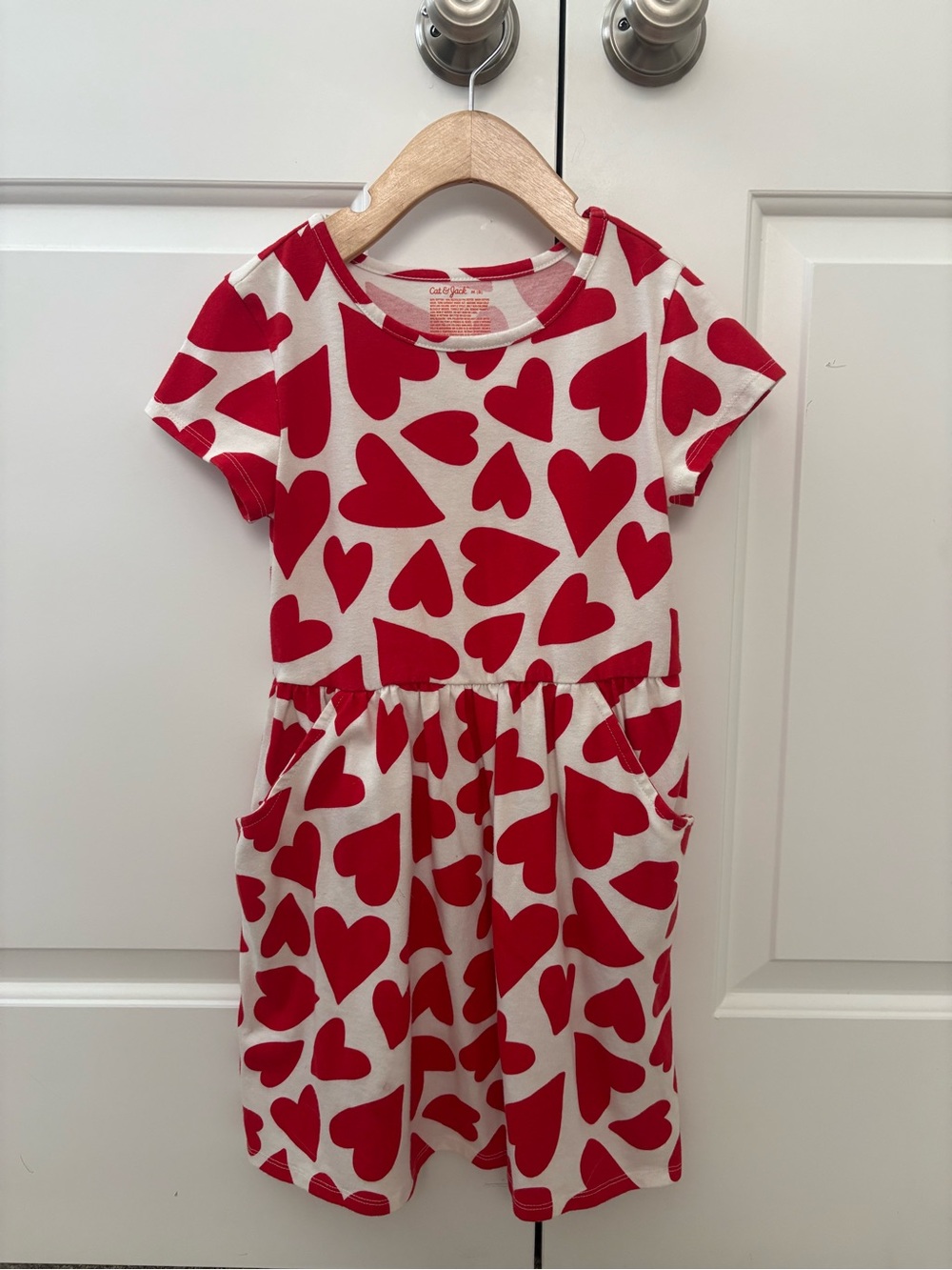 Cat & Jack Heart Print Dress with Pockets - Girls Size 8 (M)